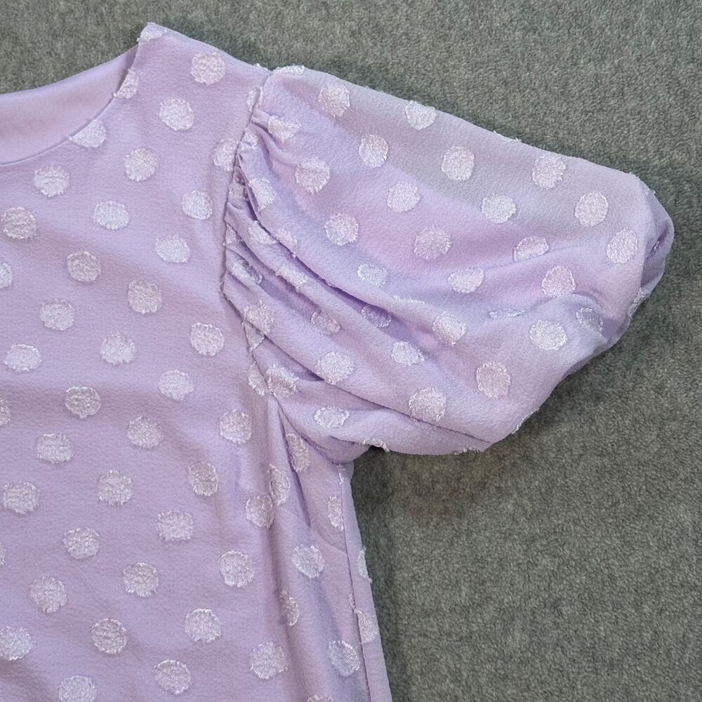 Umgee Lavender Puff Sleeve Blouse Women's Small Polka Dot Lined - Picture 3 of 7